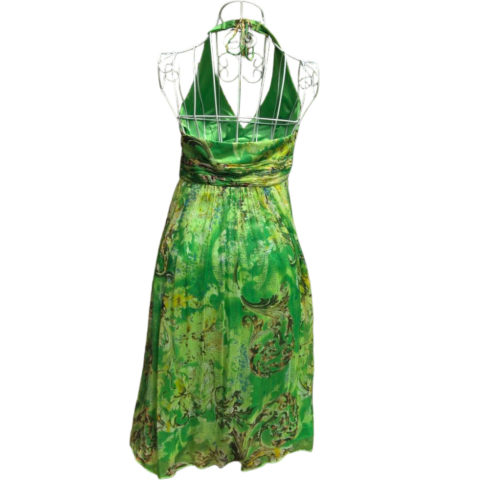 Sue Wong Vintage 100% Silk Emerald Green Halter Dress Size 6 - Picture 5 of 8